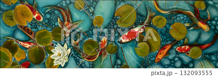 goldfish in the lake, oil painting, handmade goldfish in the lake, oil painting, handmade 132093555