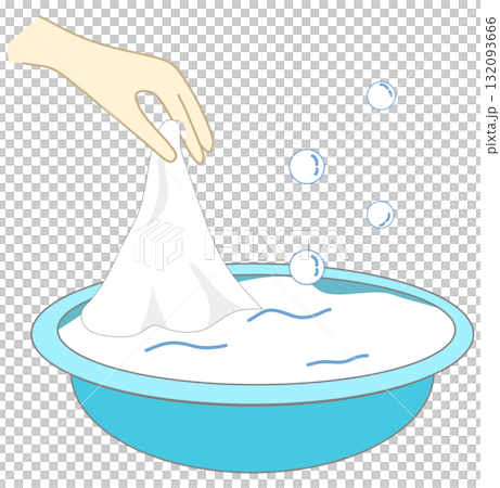 Hand washing clothes with basin Hand washing clothes with basin 132093666