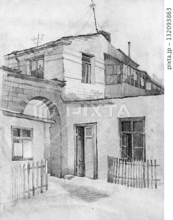 pencil drawing illustration, sketch, hand made pencil drawing illustration, sketch, hand made 132093863