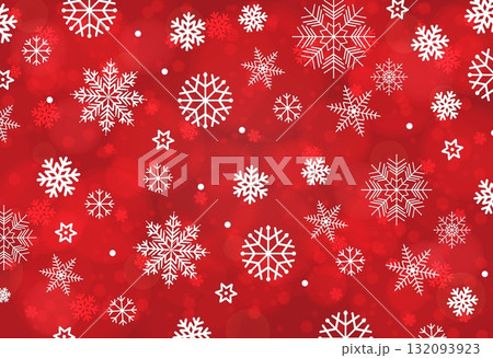 Christmas background in red color and snowflakes Christmas background in red color and snowflakes 132093923