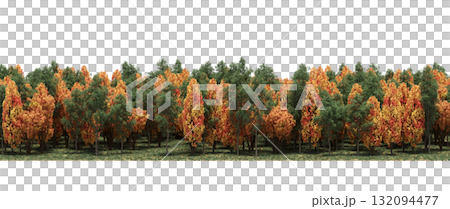 forest line with shadows under the trees, isolated on transparent background, 3D illustration, cg render forest line with shadows under the trees, isolated on transparent background, 3D illustration, cg render 132094477