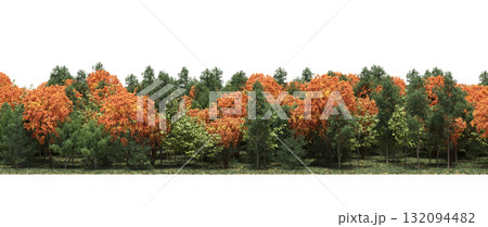 forest line with shadows under the trees, isolated on transparent background, 3D illustration, cg render forest line with shadows under the trees, isolated on transparent background, 3D illustration, cg render 132094482