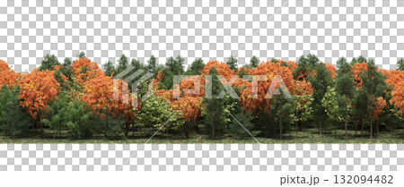 forest line with shadows under the trees, isolated on transparent background, 3D illustration, cg render forest line with shadows under the trees, isolated on transparent background, 3D illustration, cg render 132094482