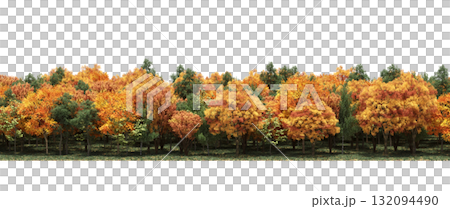 forest line with shadows under the trees, isolated on transparent background, 3D illustration, cg render forest line with shadows under the trees, isolated on transparent background, 3D illustration, cg render 132094490
