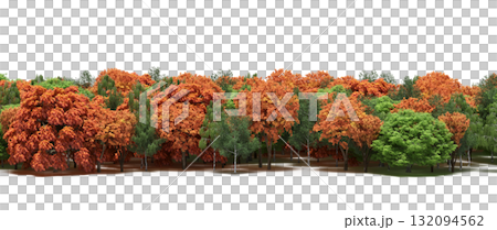 forest line with shadows under the trees, isolated on transparent background, 3D illustration, cg render forest line with shadows under the trees, isolated on transparent background, 3D illustration, cg render 132094562