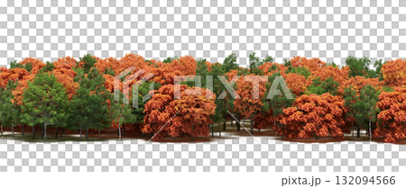 forest line with shadows under the trees, isolated on transparent background, 3D illustration, cg render forest line with shadows under the trees, isolated on transparent background, 3D illustration, cg render 132094566