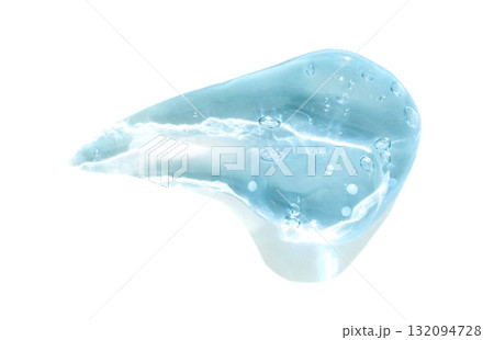 Close-up of a transparent aqua gel with air bubbles on white background Close-up of a transparent aqua gel with air bubbles on white background 132094728