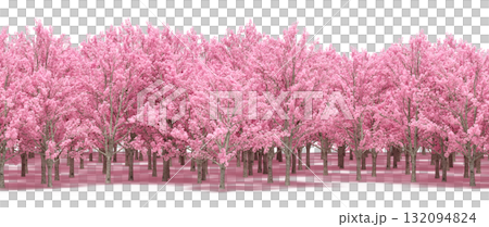 forest line with shadows under the trees, isolated on transparent background, 3D illustration, cg render forest line with shadows under the trees, isolated on transparent background, 3D illustration, cg render 132094824