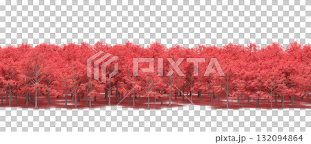 forest line with shadows under the trees, isolated on transparent background, 3D illustration, cg render 132094864
