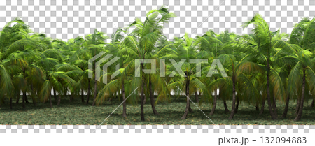 forest line with shadows under the trees, isolated on transparent background, 3D illustration, cg render forest line with shadows under the trees, isolated on transparent background, 3D illustration, cg render 132094883