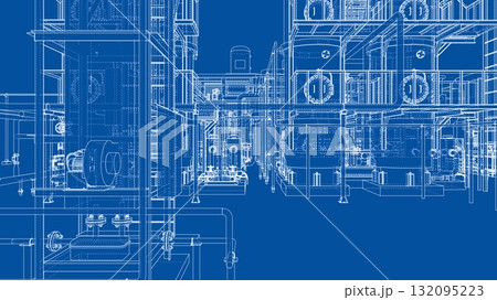 Industrial Blueprint Design. Vector Industrial Blueprint Design. Vector 132095223