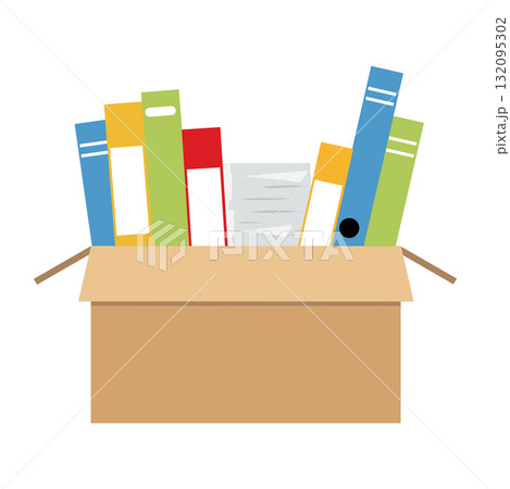 Box Full of Files and Folders Illustration Box Full of Files and Folders Illustration 132095302