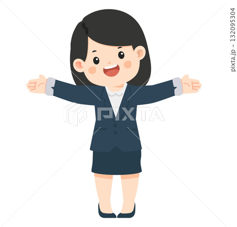 Cartoon Businesswoman Giving a Welcome Gesture 132095304