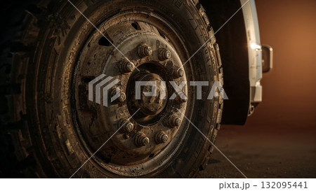Truck wheel close view background 132095441