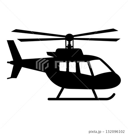 Aviation Helicopter Silhouette Icon Black Flat Vector Design 132096102