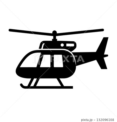 Aviation Helicopter Silhouette Icon Black Flat Vector Design 132096108