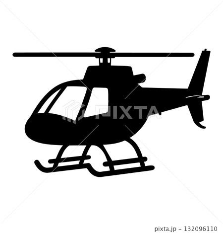 Aviation Helicopter Silhouette Icon Black Flat Vector Design 132096110
