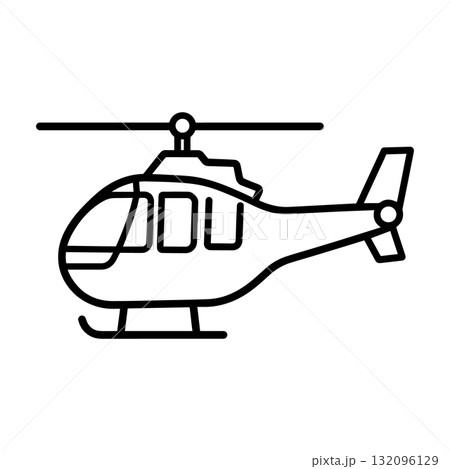Aviation Helicopter Silhouette Icon Black Flat Vector Design 132096129
