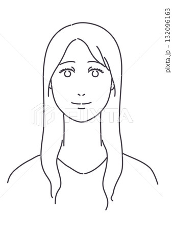 笑顔の女性 線のみ 笑顔の女性 線のみ 132096163