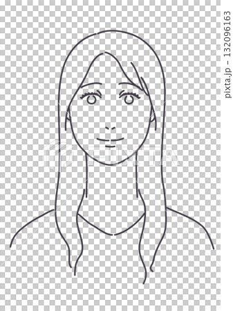 笑顔の女性 線のみ 笑顔の女性 線のみ 132096163