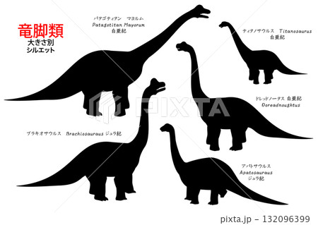 ブラキオサウルスなど竜脚類の恐竜達 シルエットセット ブラキオサウルスなど竜脚類の恐竜達 シルエットセット 132096399