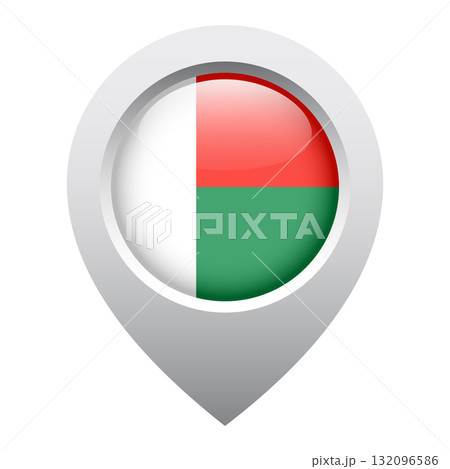 map pointer icon with glossy round flag of...のイラスト素材 [132096586] - PIXTA