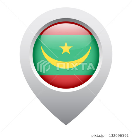 map pointer icon with glossy round flag of...のイラスト素材 [132096591] - PIXTA