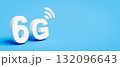 White 6G 3D Text Symbol on Blue Background with Copy Space 132096643