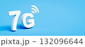 White 7G 3D Text Symbol on Blue Background with Copy Space 132096644