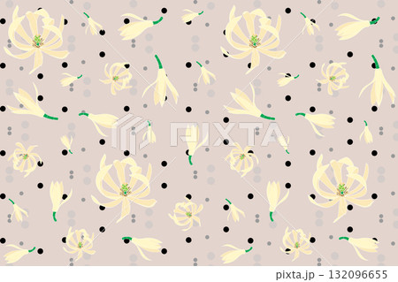 Illustration of chempaka flower with dot on soft yellow background. Illustration of chempaka flower with dot on soft yellow background. 132096655