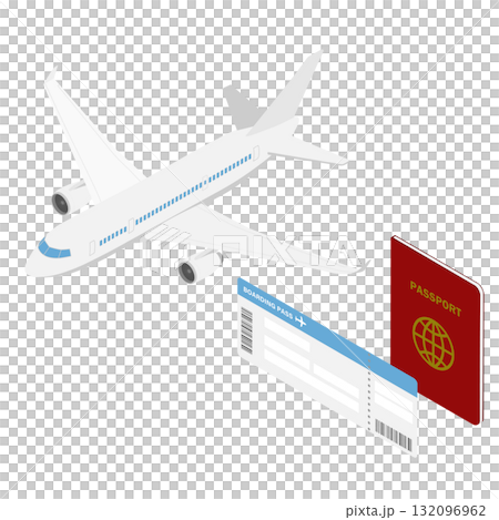 等量的飛機、護照和的票 132096962