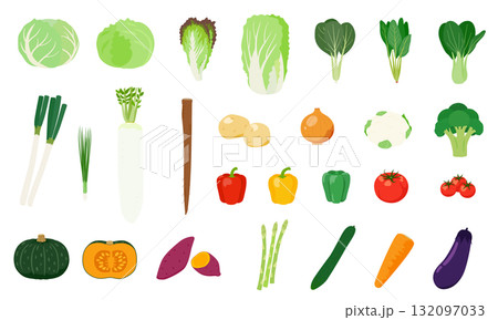 野菜の主線無しイラストセット 132097033