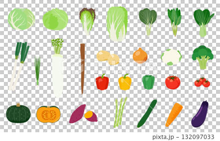 Vegetable illustration set without main lines 132097033