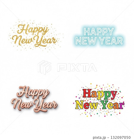おしゃれな英語ロゴ A Happy New Year タイポグラフィ集 132097050