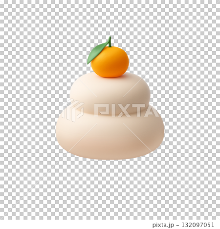 鏡餅 イラスト リアル 3D 132097051
