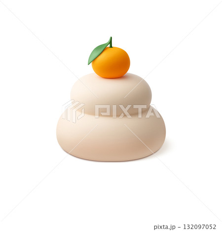 鏡餅 イラスト リアル 3D 132097052
