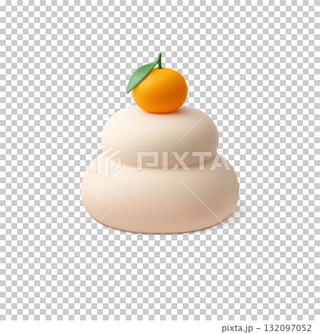 鏡餅 イラスト リアル 3D 132097052