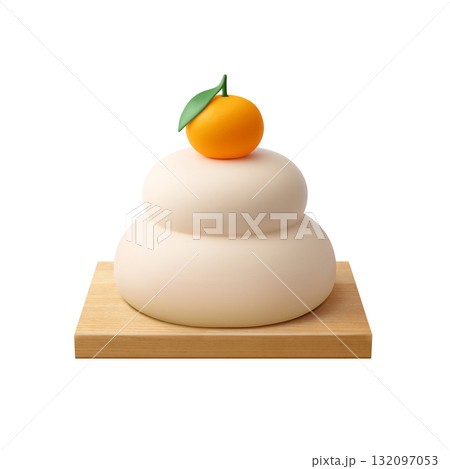 鏡餅 イラスト リアル 3D 132097053