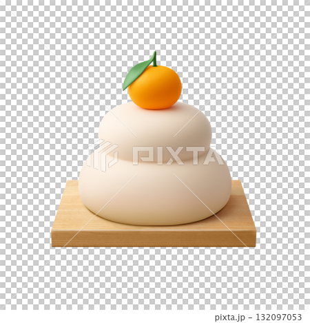 鏡餅 イラスト リアル 3D 132097053