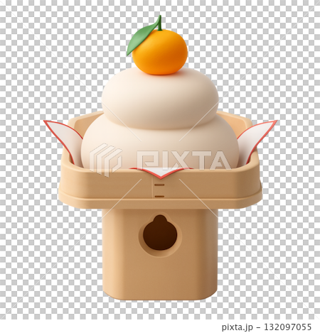 Kagami mochi illustration realistic 3D Kagami mochi illustration realistic 3D 132097055