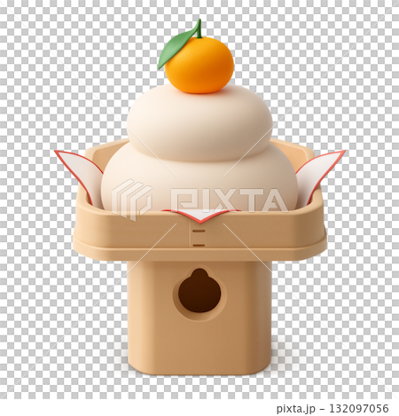 Kagami mochi illustration realistic 3D Kagami mochi illustration realistic 3D 132097056