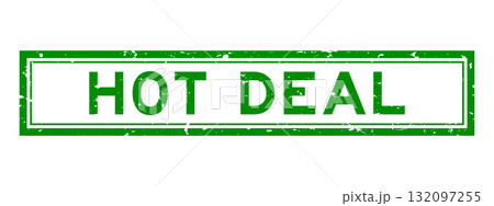 Grunge green hot deal word square rubber seal stamp on white bacckground Grunge green hot deal word square rubber seal stamp on white bacckground 132097255