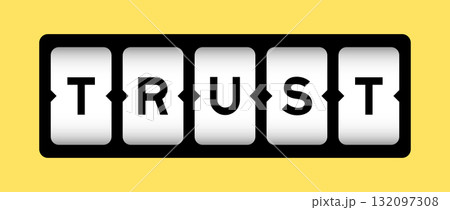 Black color in word trust on slot banner with yellow color background 132097308