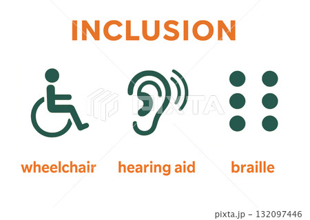 インクルージョンを象徴する支援技術のアイコンセット 132097446