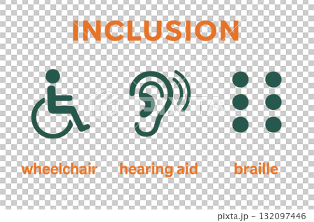 Assistive technology icon set symbolizing inclusion 132097446