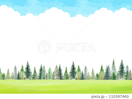 森林と青空の背景イラスト 132097460