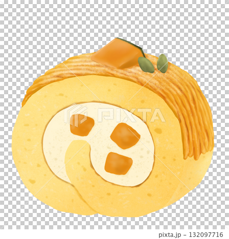 南瓜蒙布朗卷蛋糕插畫 132097716