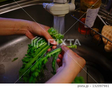 キッチン 料理 野菜 切る 女性 手元のタグ キッチン 料理 野菜 切る 女性 手元のタグ 132097981