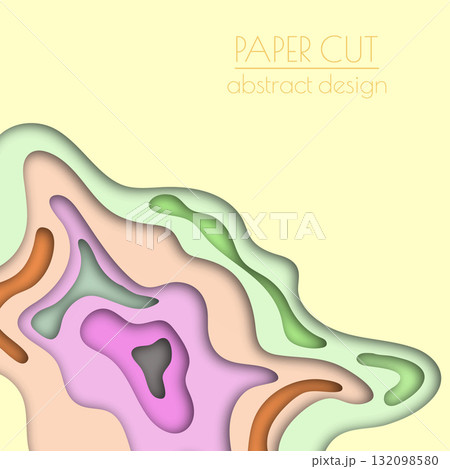 3d layout of the cover, banner, leaflet in the style of cut paper. Abstract smooth shapes create the effect of depth and space. Abstract background for creative design and creative idea 132098580