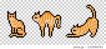 Brown tabby cat pixel art 132098761